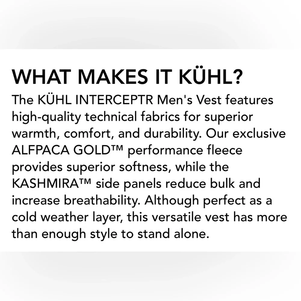Kuhl Mens Intercepter Vest Mutiny Blue Size XL